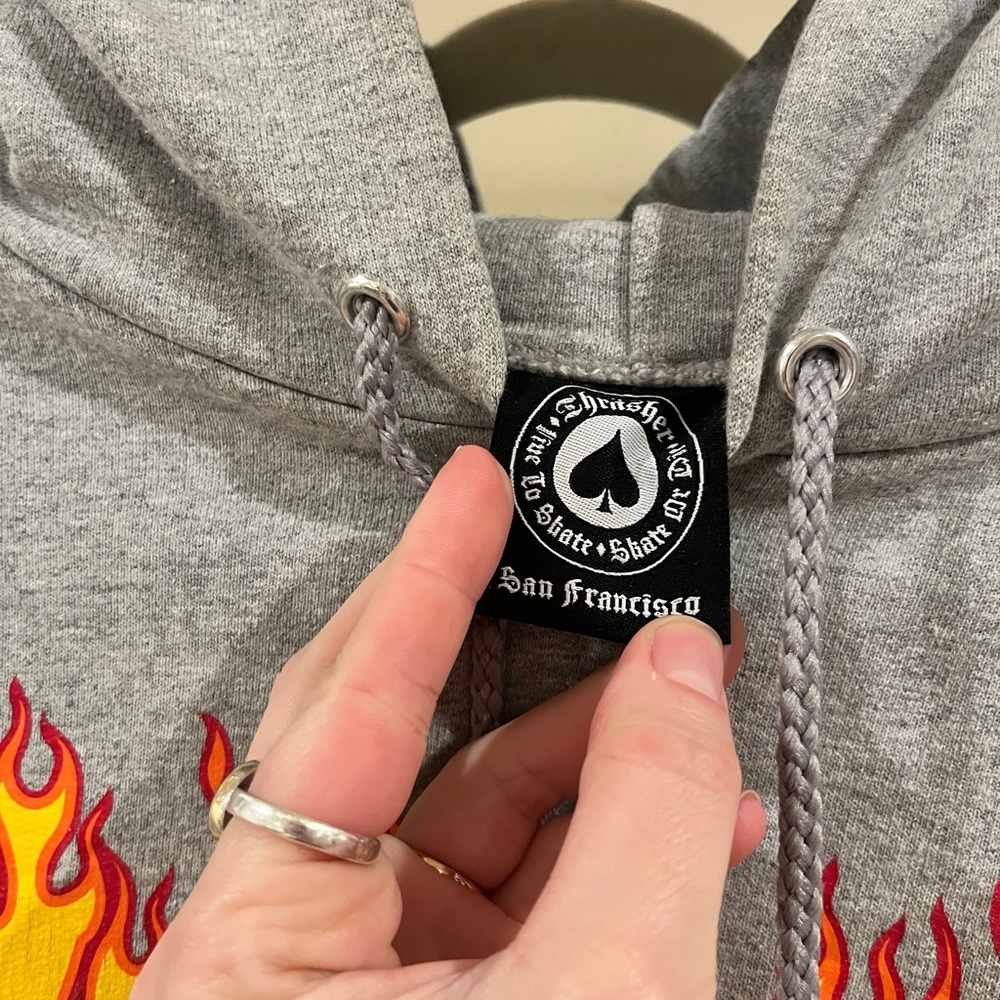 Thrasher Gray Hoodie with Flame Logo - Picture 2 of 4